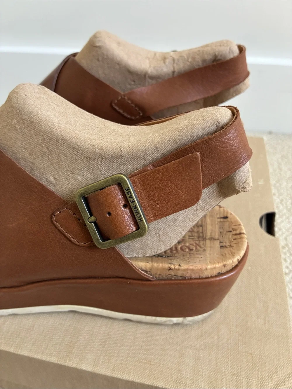 Kork-Ease Brown Leather Chloe Crisscross Wedge Sandals great condition size 9 - Picture 6 of 7